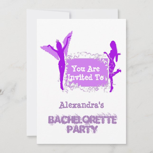 Fun girls personalized bachelorette party invitation (Front)