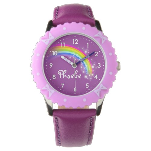 Fun girls rainbow add your name wrist watch