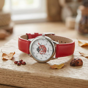 Fun Girls red Ladybug Kids Watch