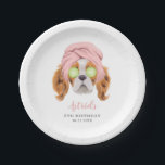 Fun Girls Spa Birthday Party Paper Plates<br><div class="desc">Cute spa theme kid's birthday party paper plate featuring illustration of a pampered puppy dog wearing a pink head band and cucumber slices on her eyes. This pink design is perfect for a girl's glam squad party.</div>