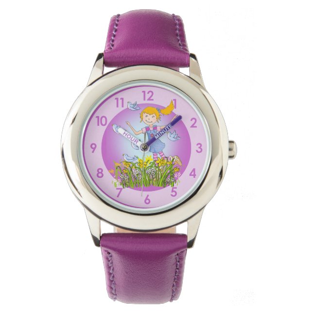 Fun girls spring birds wrist watch (Front)