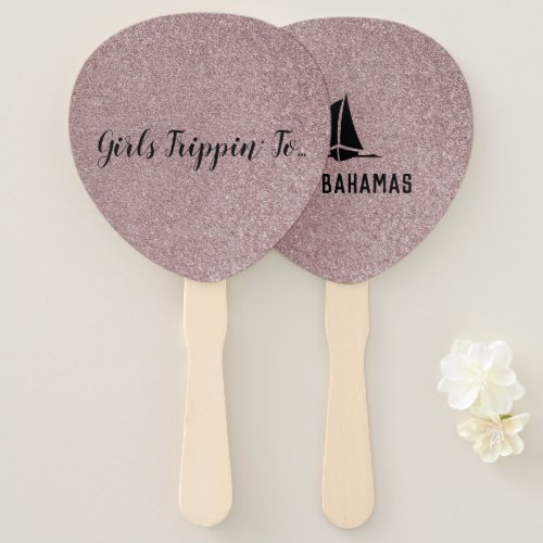 Fun Girls Trippin toYour Destination Rose Gold Hand Fan