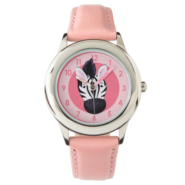 Fun girls zebra add your name wrist watch (Front)