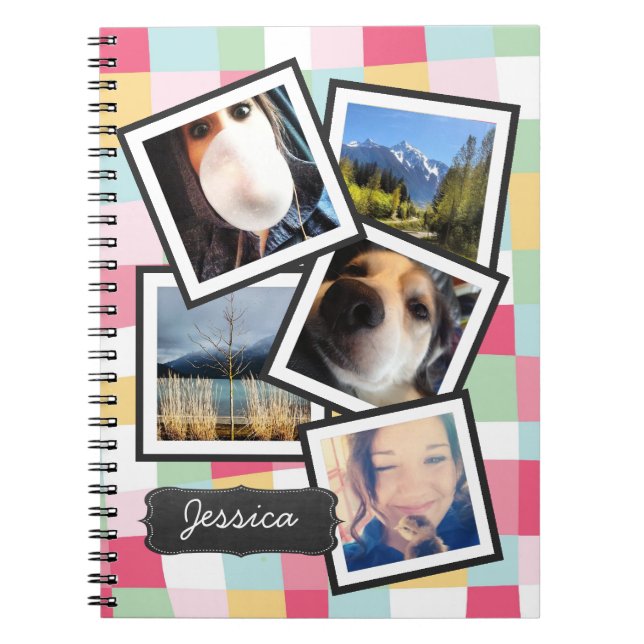 Fun Girly Instagram Photo Collage Notebook (Front)