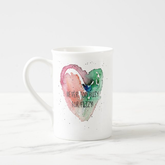 Fun Girly 'Never too Busy for Fizzy' Bone China Mu Mug (Left)