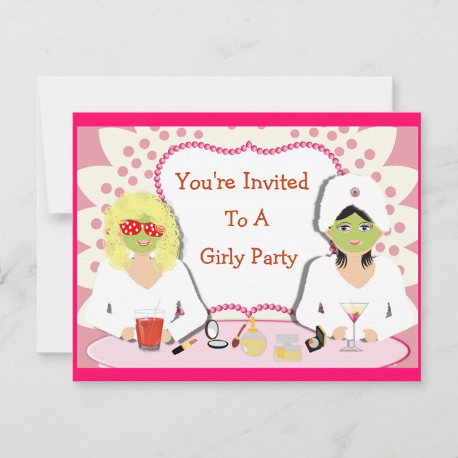 Fun Girly Pamper Party Theme Invitation (Front)