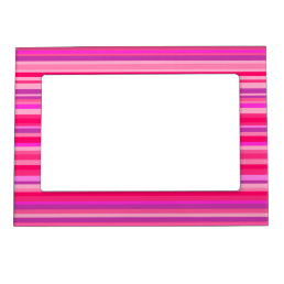 Fun, Girly Pink and Purple Stripes Pattern Magnetic Frame