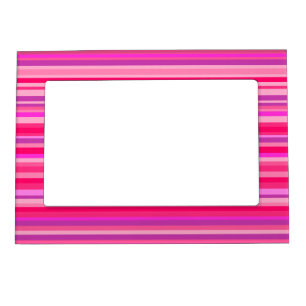Fun, Girly Pink and Purple Stripes Pattern Magnetic Frame