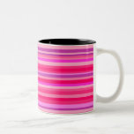 [ Thumbnail: Fun, Girly Pink and Purple Stripes Pattern Coffee Mug ]