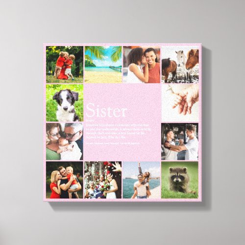 Fun Girly Pink Sister Definition Photo Collage  Canvas Print