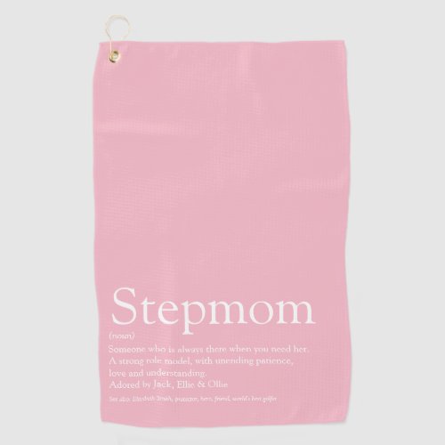 Fun Girly Pink Stepmom Stepmother Definition Quote Golf Towel