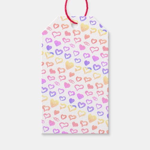 Fun Girly Rainbow Pink Glitter Hearts Lips Pattern Gift Tags