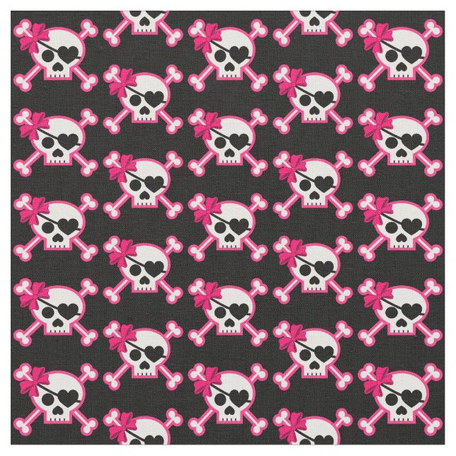 Fun Girly Skull Fabric (Close Up)