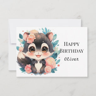 Fun Girly Skunk Birthday Card