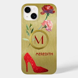 Fun Glam Elegant Floral Monogram Name  Case-Mate iPhone 14 Case