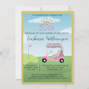 Fun Glam Fifty Lady Golfer 50th Birthday Party  Invitation