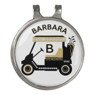 Fun Glam Glitz Name Gold Trim Diamond Golf Cart  Golf Hat Clip