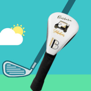 Fun Glam Glitz Name Gold Trim Diamond Golf Cart Golf Head Cover