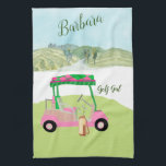 Fun Glam Golf Cart Scenic Personalized Name  Kitchen Towel<br><div class="desc">A touch of golf humor for the girl-friend in your life, who'll have fun with this one -- a glam golf cart for the golf lover who likes to play with style -- or just loves to play -- personalized with first name -- custom and unique. Or, get one for...</div>