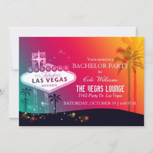 Fun Glam Las Vegas Bachelor Party Invitation