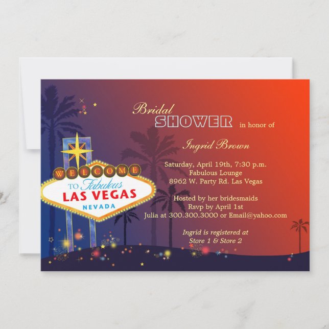 Fun Glamorous Las Vegas Bridal Shower Invitation (Front)