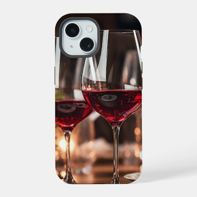 Fun Glass of Wine iPhone 15 Case (Back)