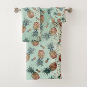 Fun Glittery Pineapples Bath Towel Set