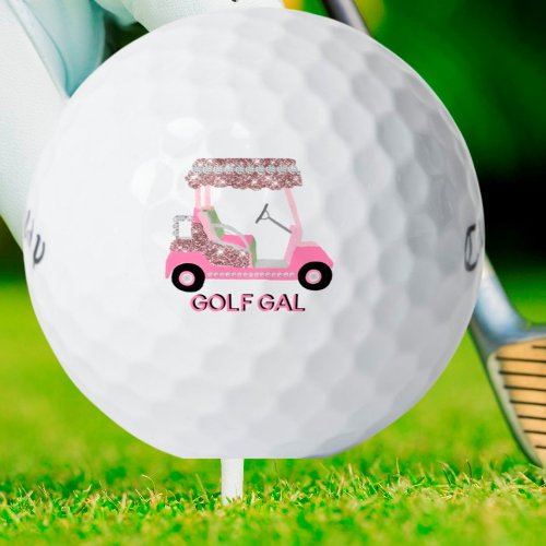 Fun Glitz Glam Rose Gold Diamond Cart Golf  Golf Balls