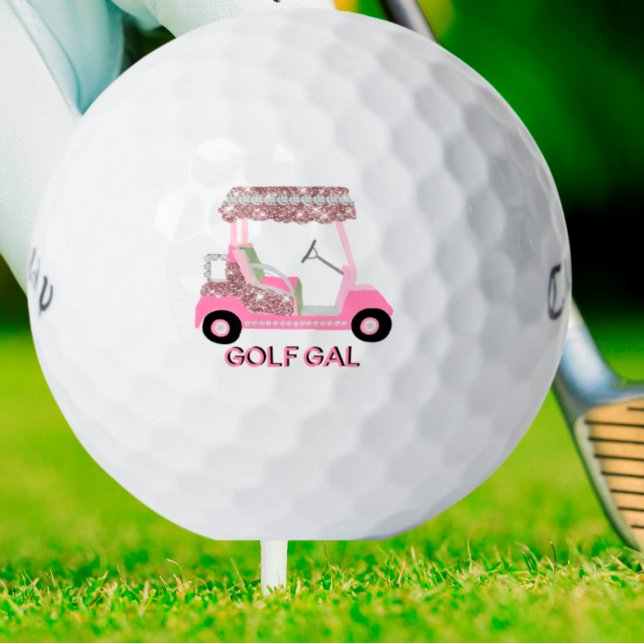 Fun Glitz Glam Rose Gold Diamond Cart Golf  Golf Balls (Creator Uploaded)
