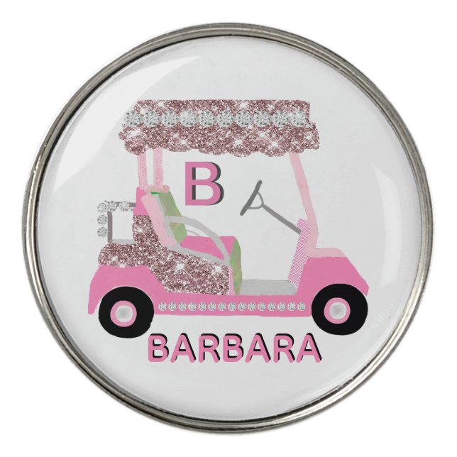 Fun Glitz Glam Rose Gold Golf Cart   Ball Marker (Front)