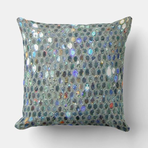 Fun Glitzy Glittery Sparkly Colorful Bling Throw Pillow