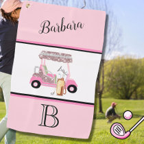 Fun Glitzy Golf Cart Monogram Name  Golf Towel