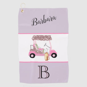 Fun Glitzy Golf Cart Monogram Name Towel