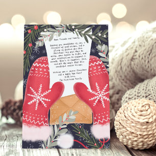 Fun gloves illustration  Christmas family 3 photos Holiday Card