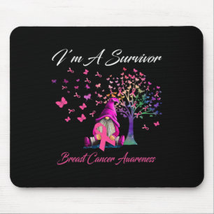 Fun Gnomes I'm A Survivor Breast Cancer Awareness Mouse Pad
