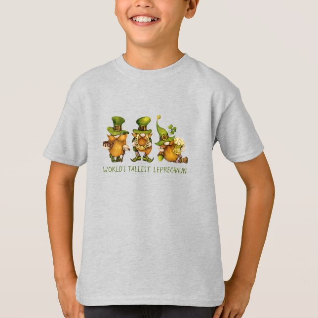 Fun Gnomes Tallest Leprechaun St Patrick's Day T-Shirt (Front)
