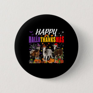 Fun Goats Mummy Pilgrim Santa Costume Happy Hallot Button
