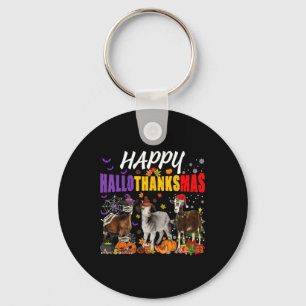 Fun Goats Mummy Pilgrim Santa Costume Happy HalloT Keychain