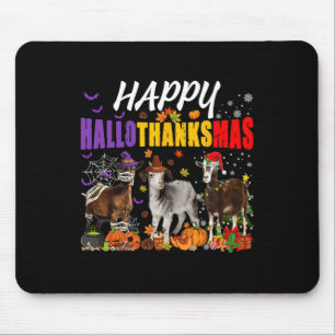 Fun Goats Mummy Pilgrim Santa Costume Happy Hallot Mouse Pad