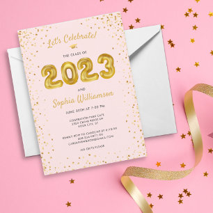Fun Gold Balloons Class of 2023 Graduation Party Invitation