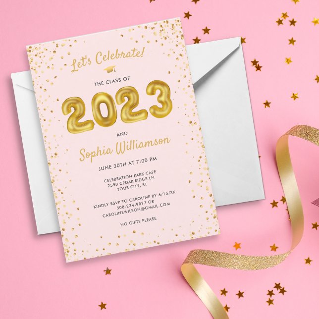 Fun Gold Balloons Class of 2023 Graduation Party   Invitation (Creator Uploaded)