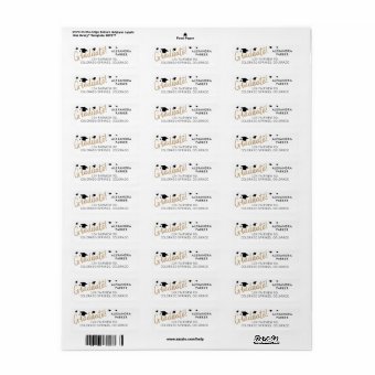 Fun, Gold & Black Flying Grad Caps Graduation Label | Zazzle