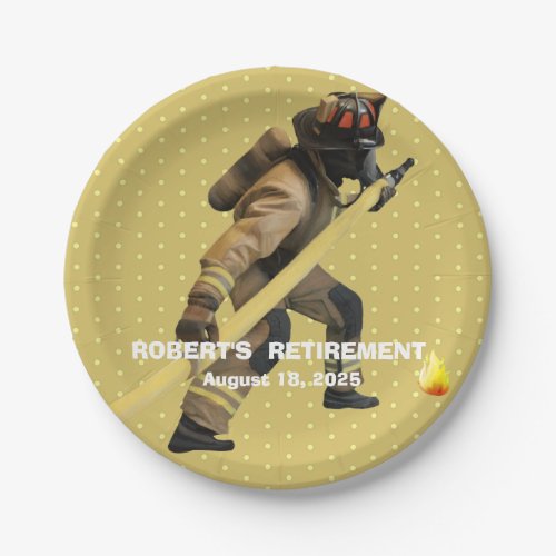 Fun Gold Firefighters Retirement  Paper Plate