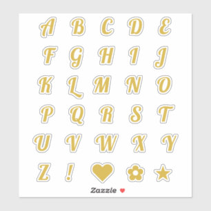 Fun Gold Font Alphabet Initial Monogram Letters Sticker