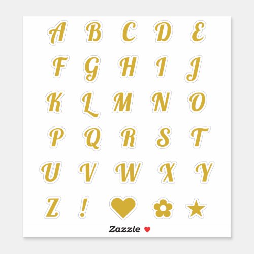 Fun Gold Font Alphabet Initial Monogram Letters Sticker