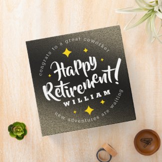 Fun Gold Glitter Stars Retirement New Adventures 3 Ring Binder