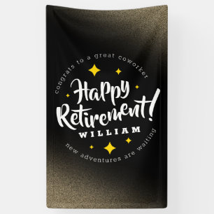 Fun Gold Glitter Stars Retirement New Adventures Banner