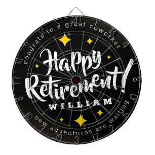 Fun Gold Glitter Stars Retirement New Adventures Dart Board
