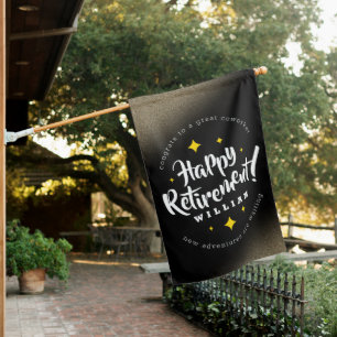 Fun Gold Glitter Stars Retirement New Adventures House Flag