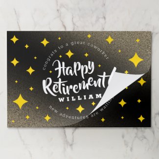 Fun Gold Glitter Stars Retirement New Adventures Paper Pad
